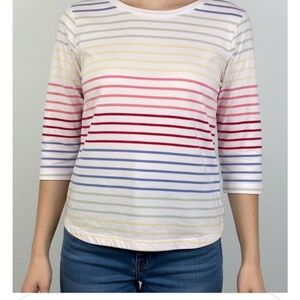 Striped Multicolor Women's Top sailor style rainbow stripes size large cotton